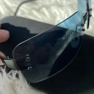Rare Vintage Chanel Black Matte Metal Frameless Blue Lense Sunglasses with Case CHANEL | Accessories | Rare Vintage Chanel Black Matte Metal  main image 2